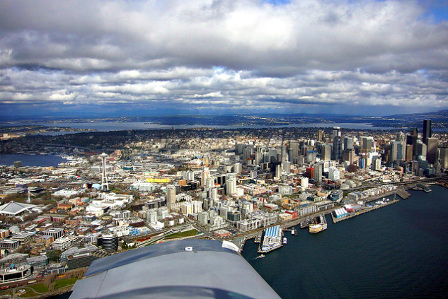Aerial view of Seattle | Photo by thatguyric via Flickr | The Momiverse