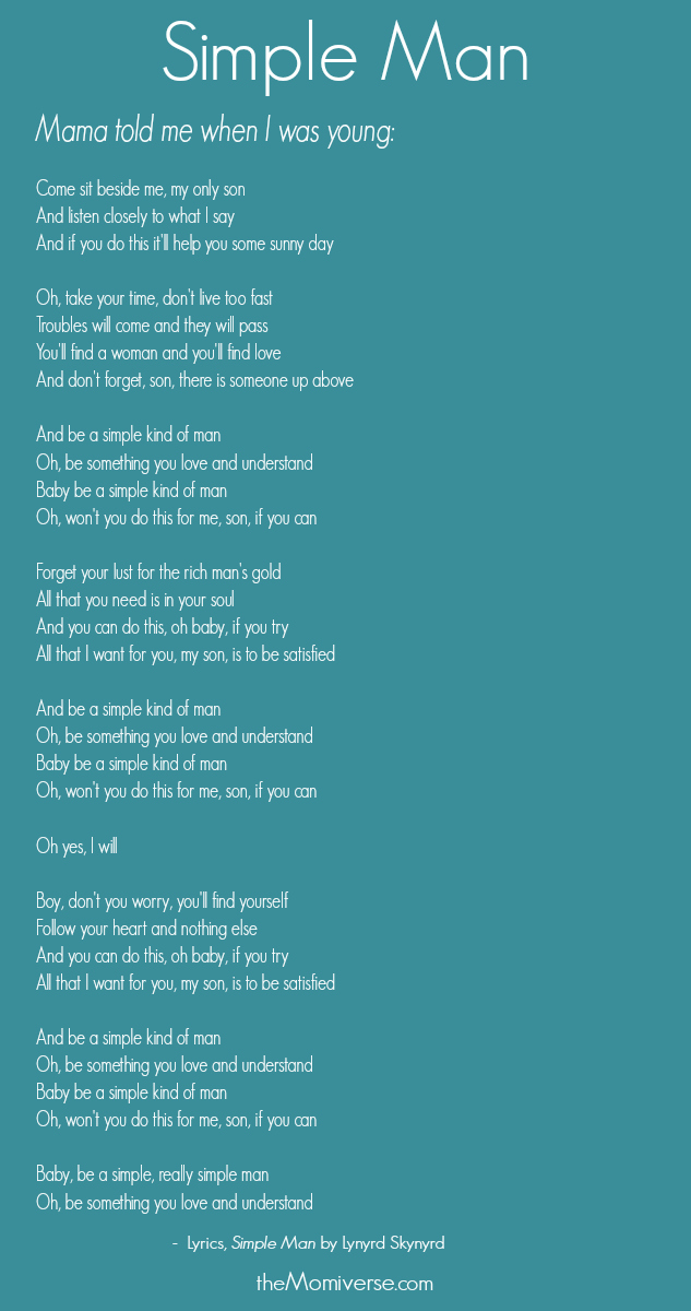 Lyrics: Simple Man by Lynyrd Skynyrd | The Momiverse